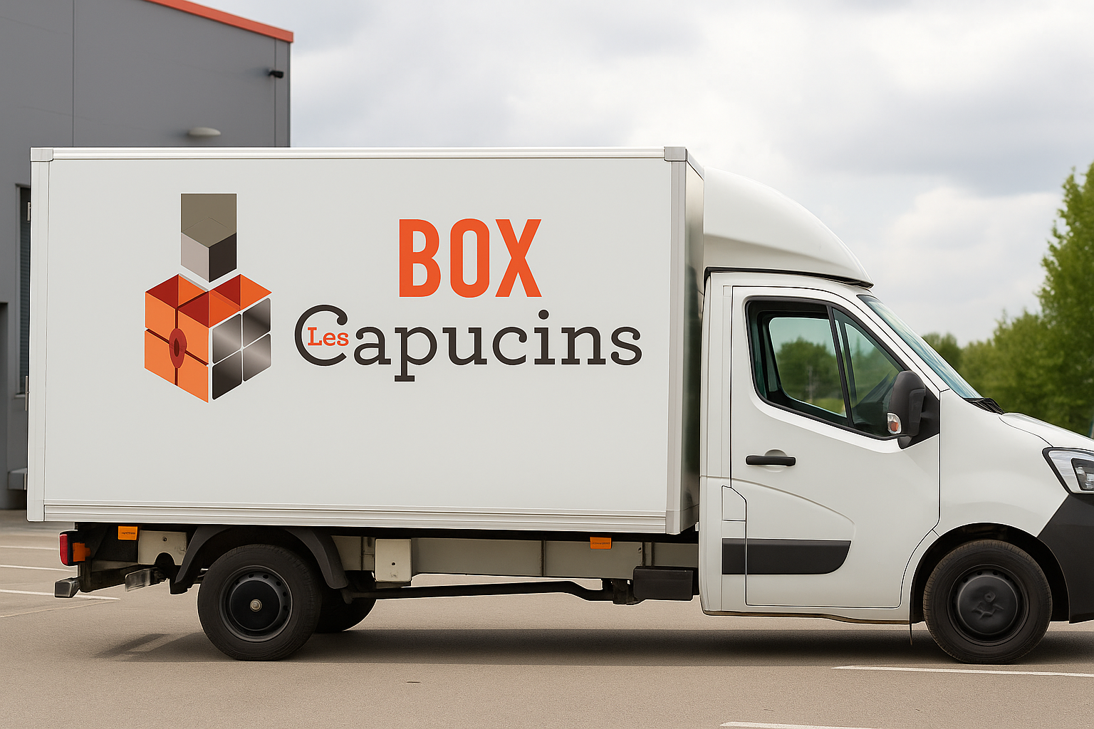 Notre camion Box les Capucins prêt à vous accompagner dans votre déménagement ou le transport vers votre box de stockage.