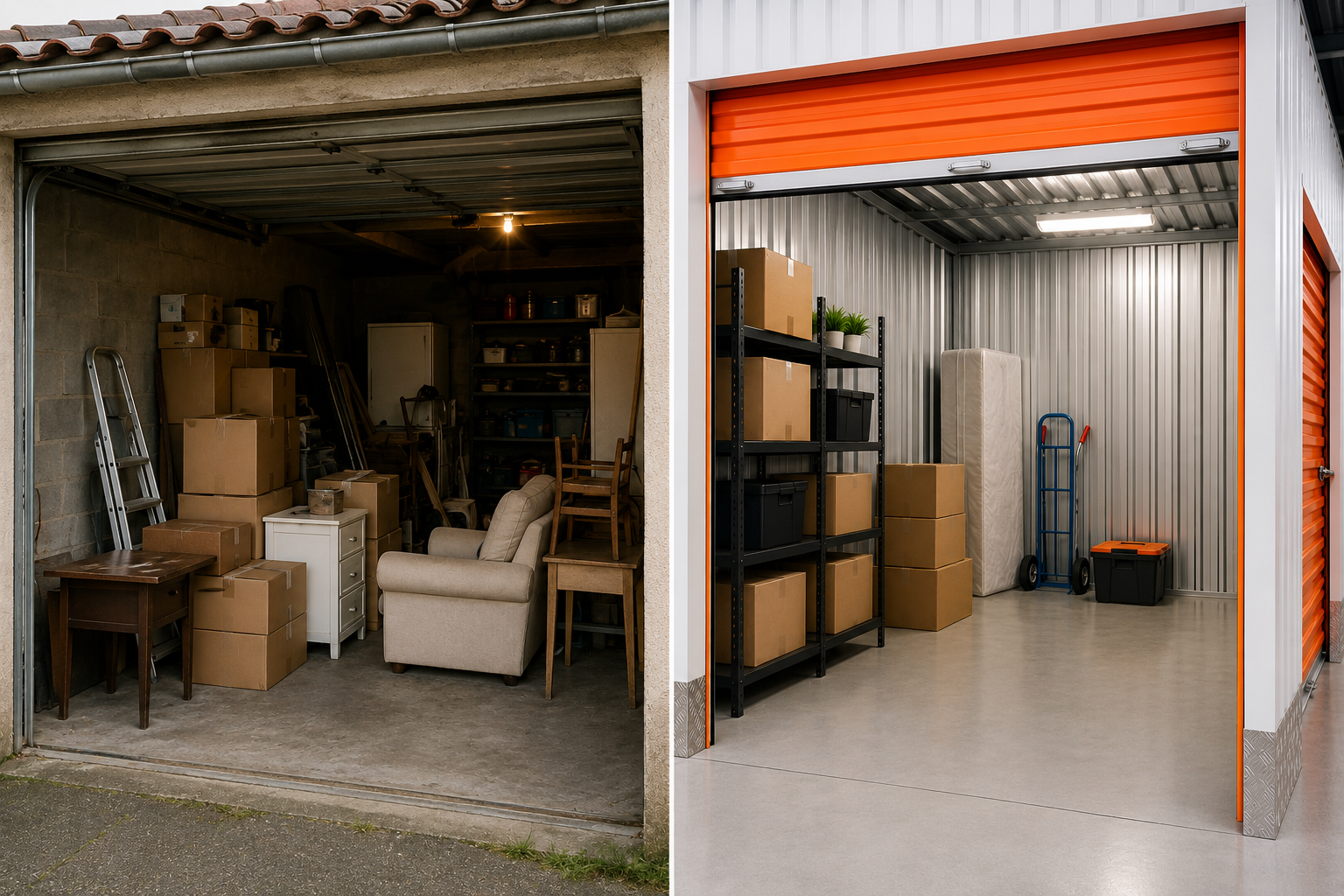 Comparaison entre un garage et un box de stockage